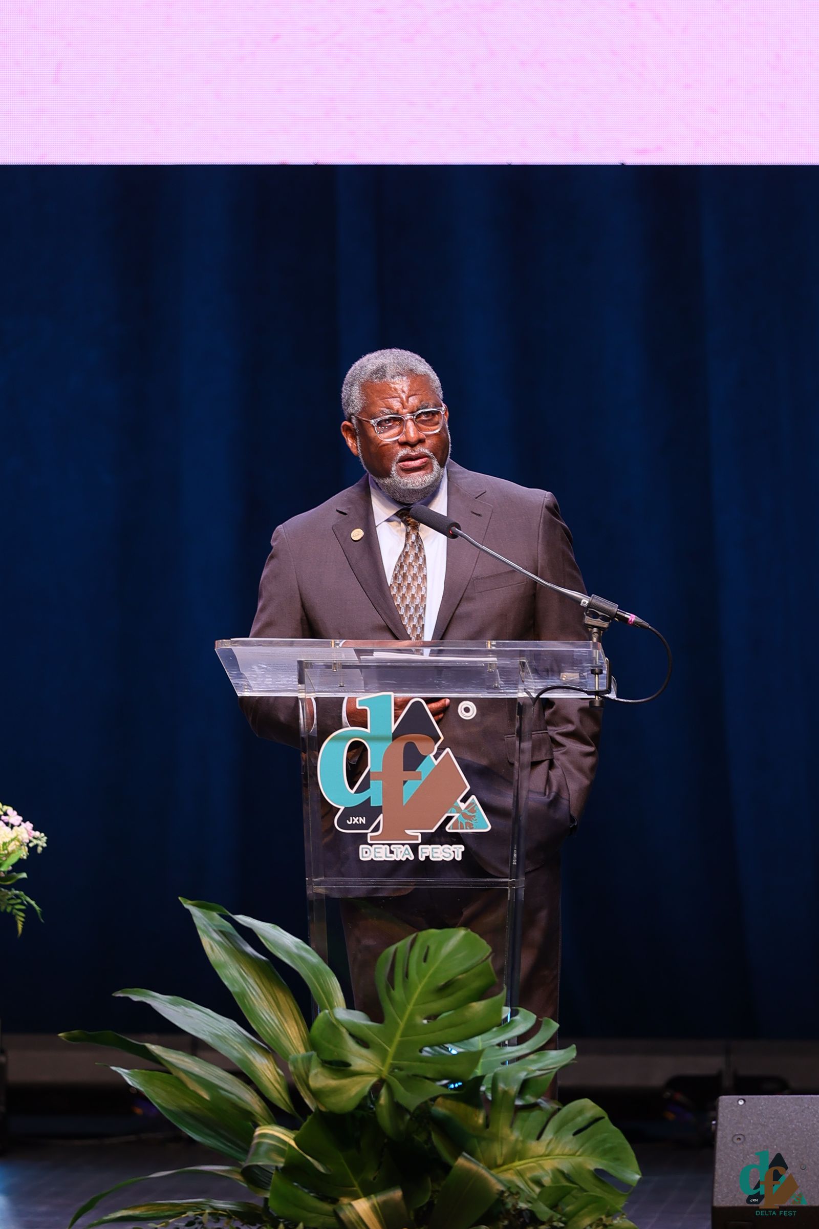 Mainstage remarks at the DELTA FEST podium