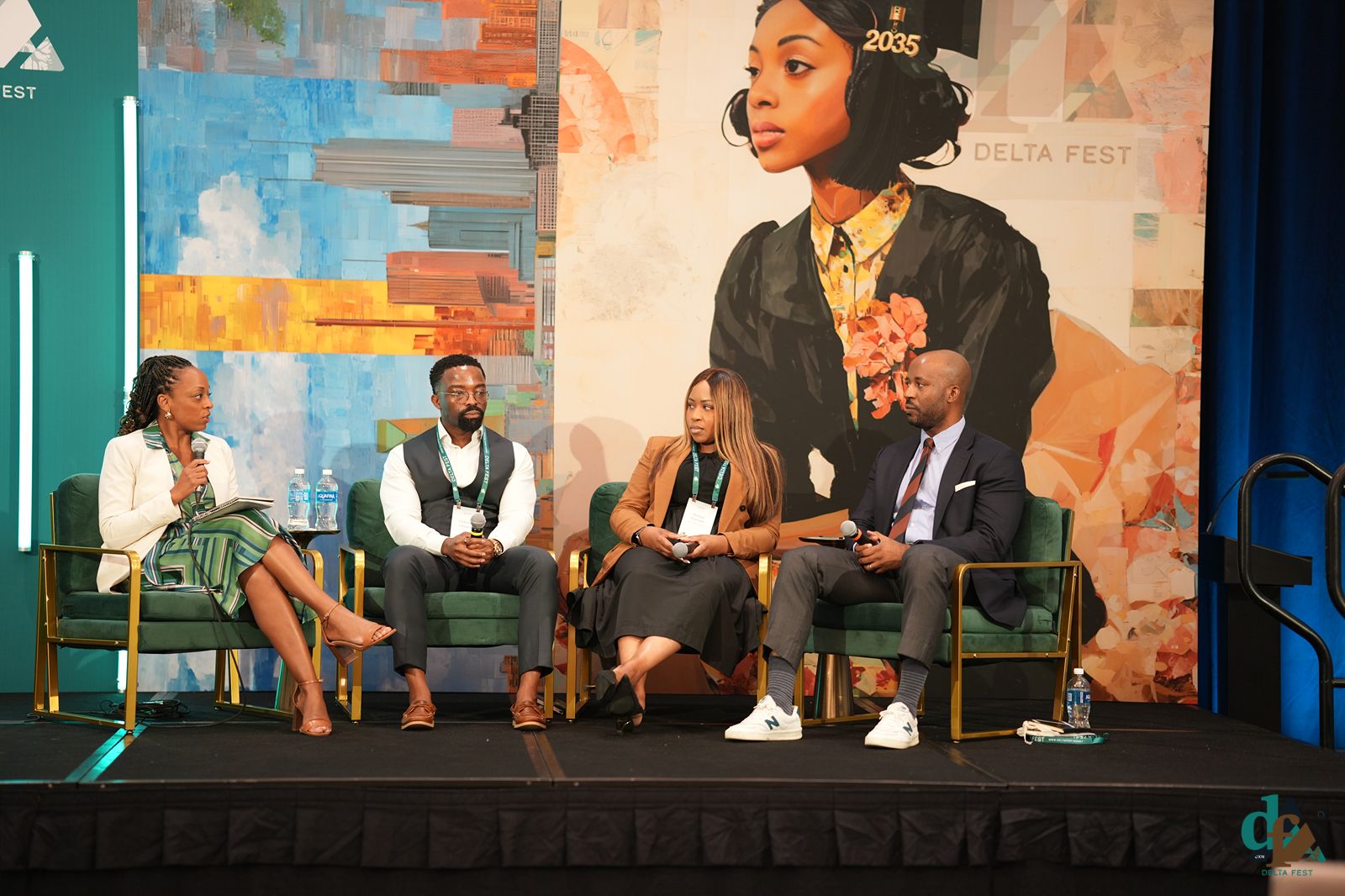Panel on stage in front of DELTA FEST 2026 commissioned artwork