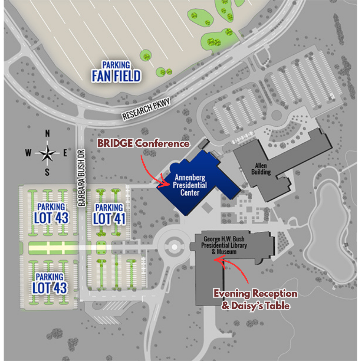Image showing the map of the APCC, Museum, and parking lots Image showing the map of the APCC, Museum, and parking lots